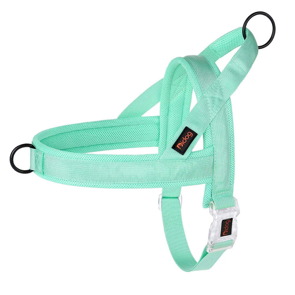 Soft No Pull Dog Harness in Pastel Color Padded Nylon Harnesses Green Color