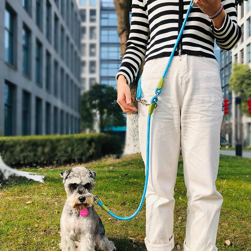 Reflective Nylon Cross Body Dog Leash | hands free dog leash for run