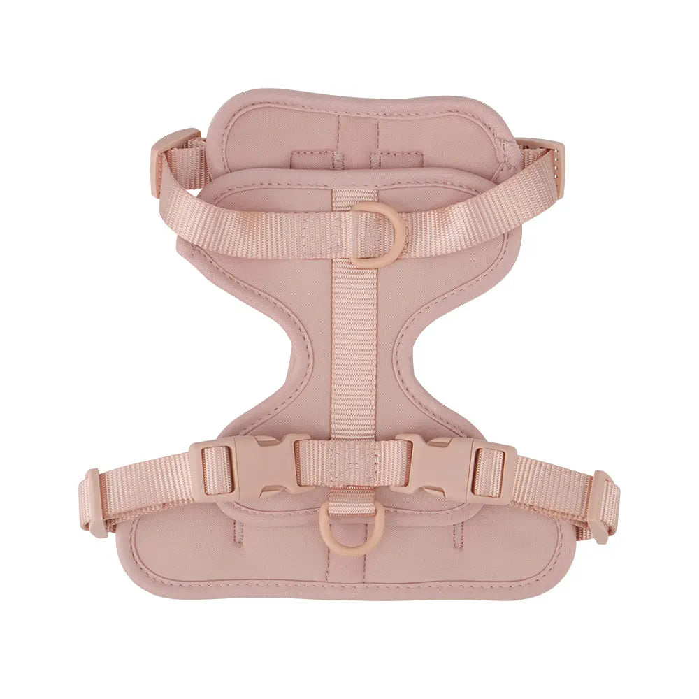 Dog vest harness in pink, flat lay