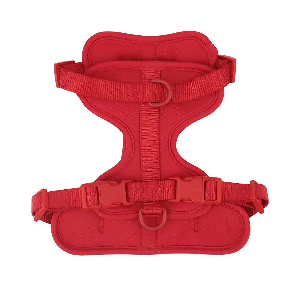 Dog vest harness in red, flat lay