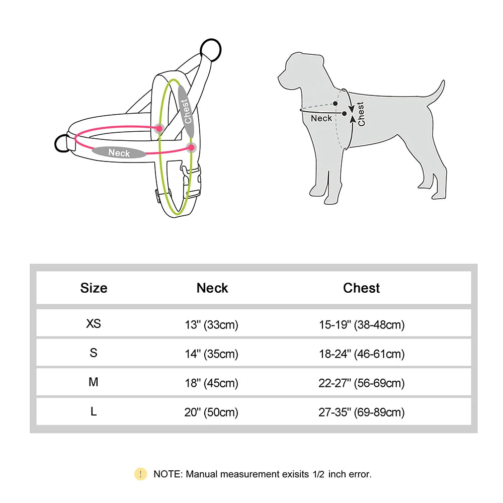 Soft No Pull Dog Harness in Pastel Color Sizing