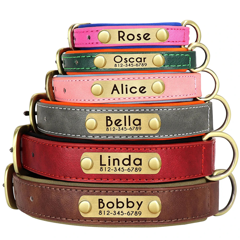 personalized dog collars leather