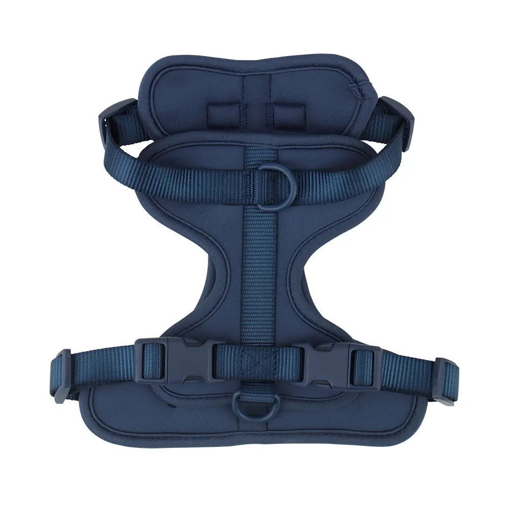 Dog vest harness in navy, flat lay