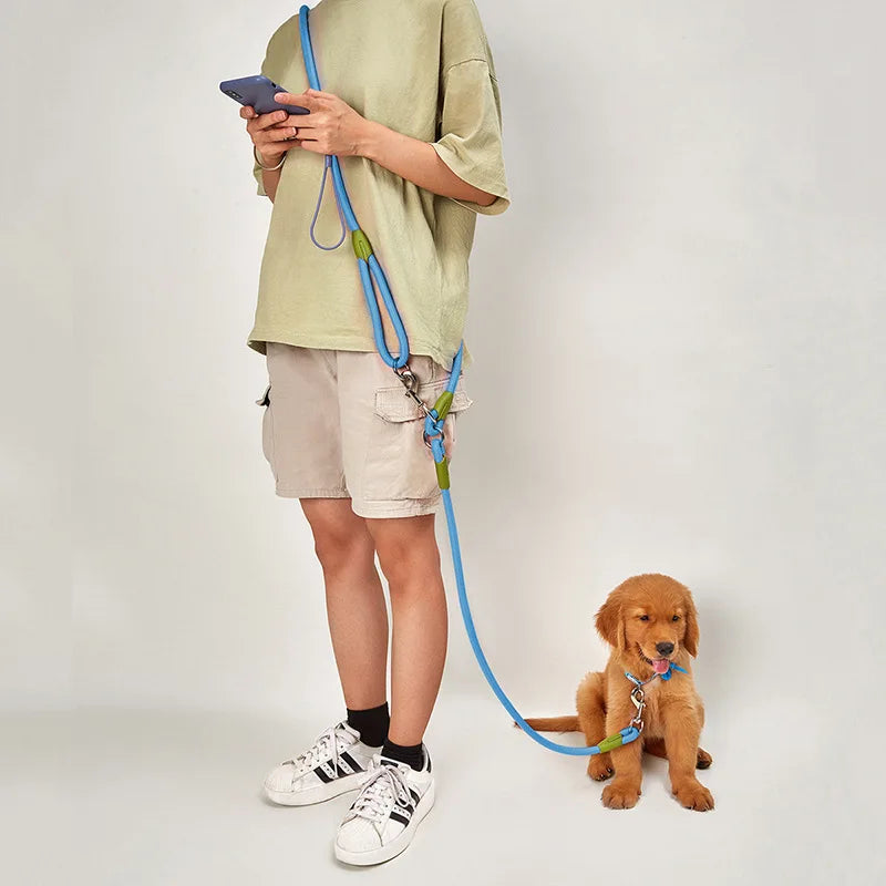 Reflective Nylon Cross Body Dog Leash | hands free dog leash for run