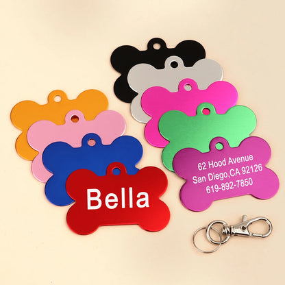 Bone Shaped Pet Dog ID Tag Personalized (Free Engraving)