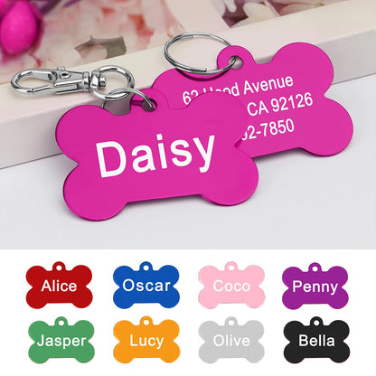 Bone Shaped Pet Dog ID Tag Personalized (Free Engraving)