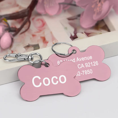 Bone Shaped Pet Dog ID Tag Personalized (Free Engraving)