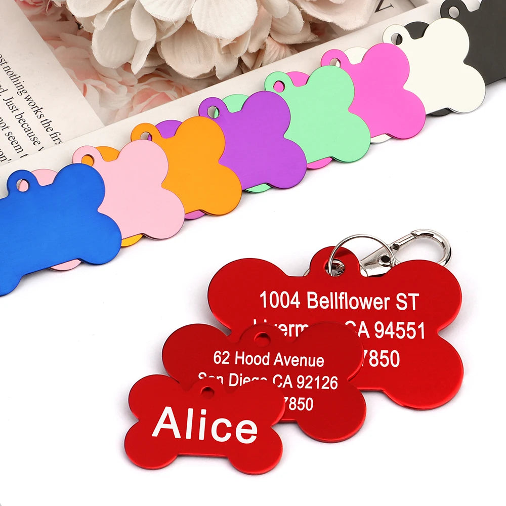 Bone Shaped Pet Dog ID Tag Personalized (Free Engraving)