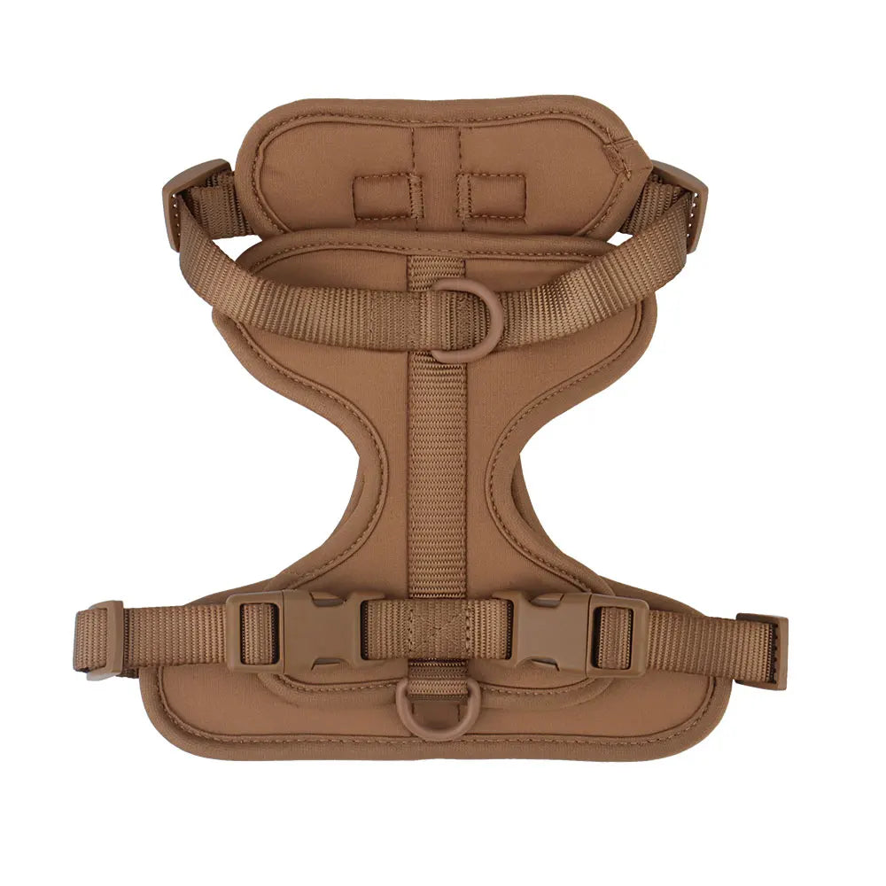 Dog vest harness in brown, flat lay