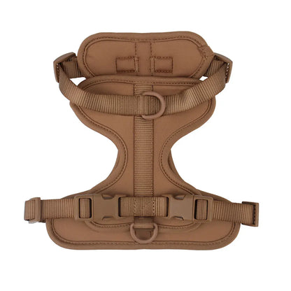 Dog vest harness in brown, flat lay