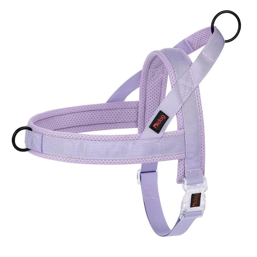 Soft No Pull Dog Harness in Pastel Color Padded Nylon Harnesses Purple Color