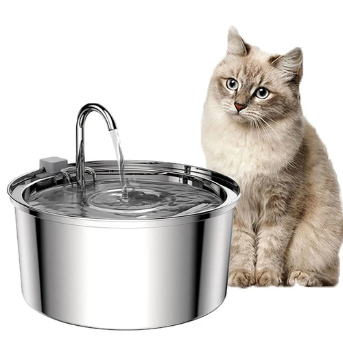 Stainless Steel Cat Water Fountain with Filter - 3L Capacity