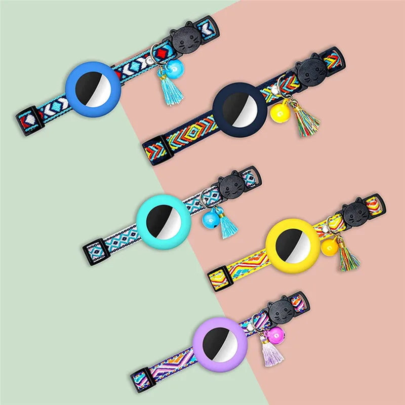Vibrant Explorer Nylon Cat AirTag Collar with Bell multiple colors