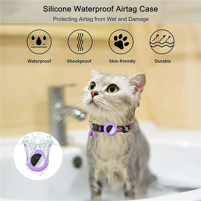 Vibrant Explorer Nylon Cat AirTag Collar with Bell waterproof