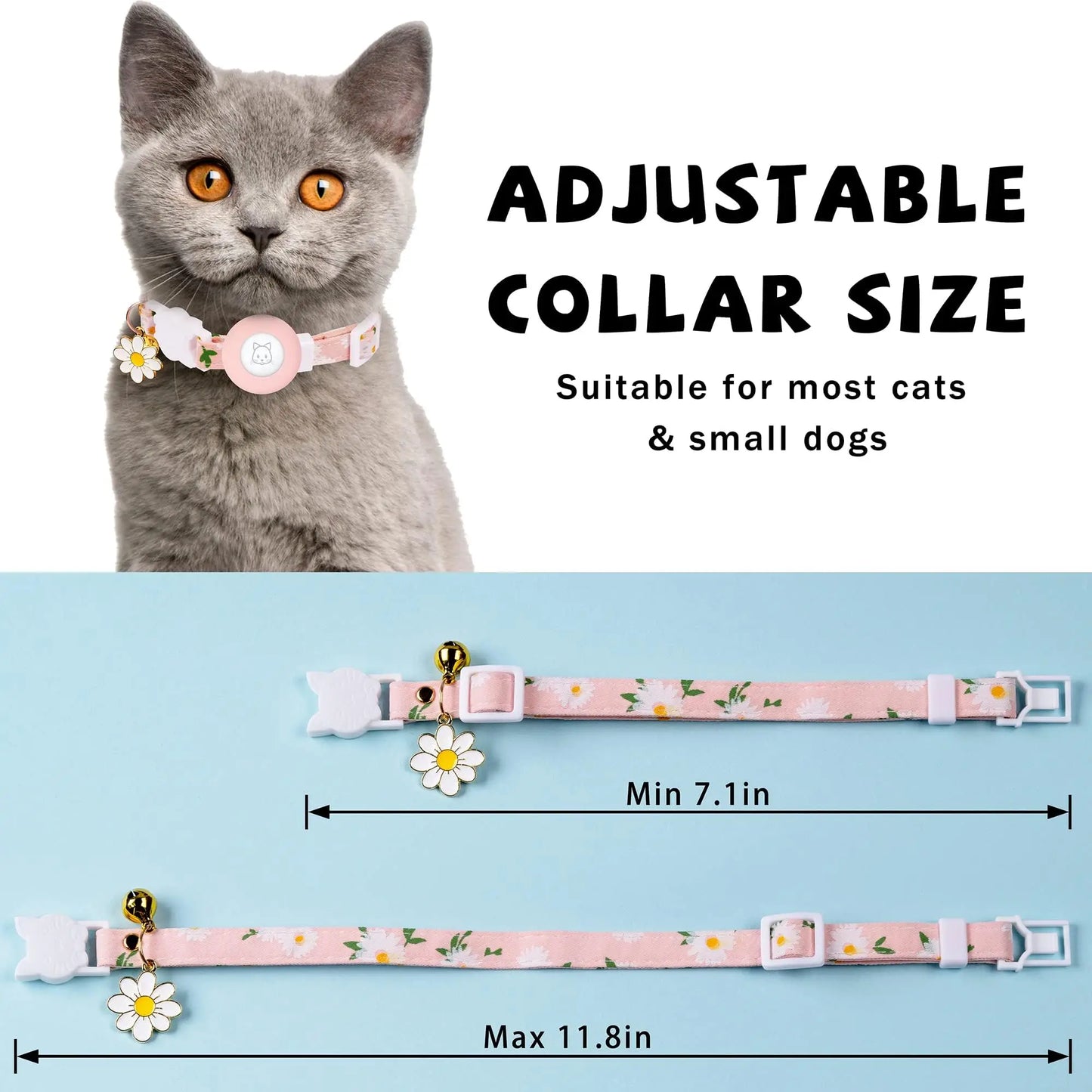 Yellow Flora Safety breakaway cat Airag adjustable collar with silicone holder
