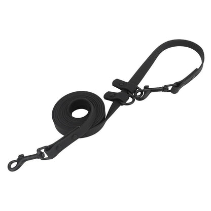 Black adjustable length dog leash with black hooks