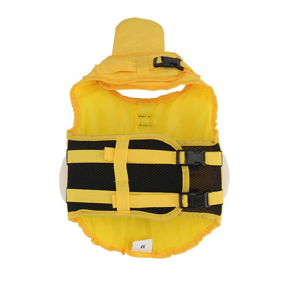 Underside of the bee life jacket with black adjustable straps