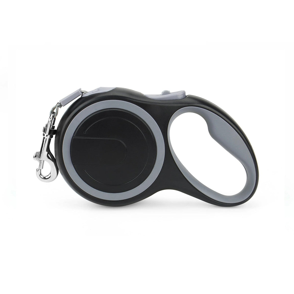 Black and gray compact retractable dog leash