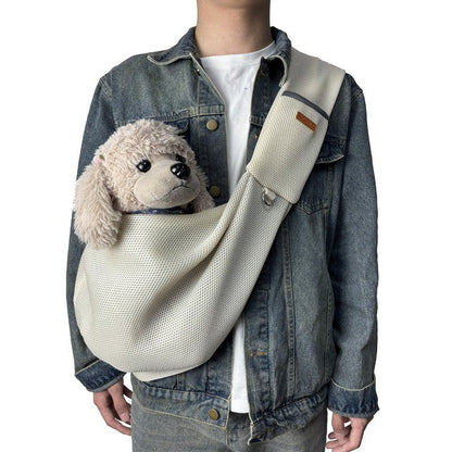Beige breathable pet shoulder bag