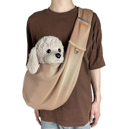 Khaki breathable pet shoulder bag