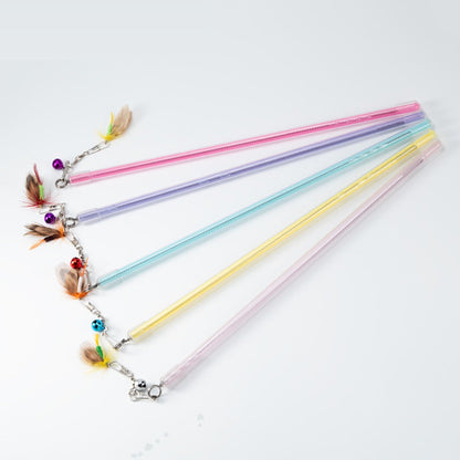 Insect cat wands with feather bugs and bells on short wires
