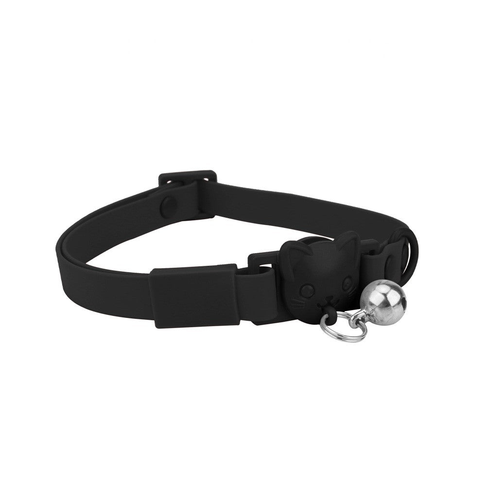 Black cat collar with bell and black cat-head buckle