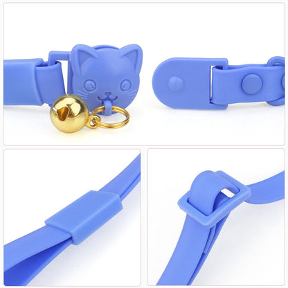 Close-up of the cat-head buckle, smooth PVC strap and adjustment holes