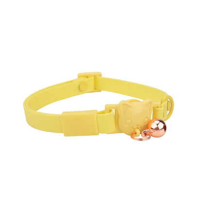 Yellow cat collar with bell and yellow cat-head buckle