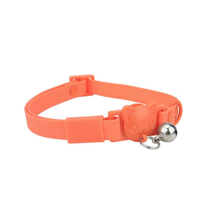 Orange cat collar with bell and orange cat-head buckle