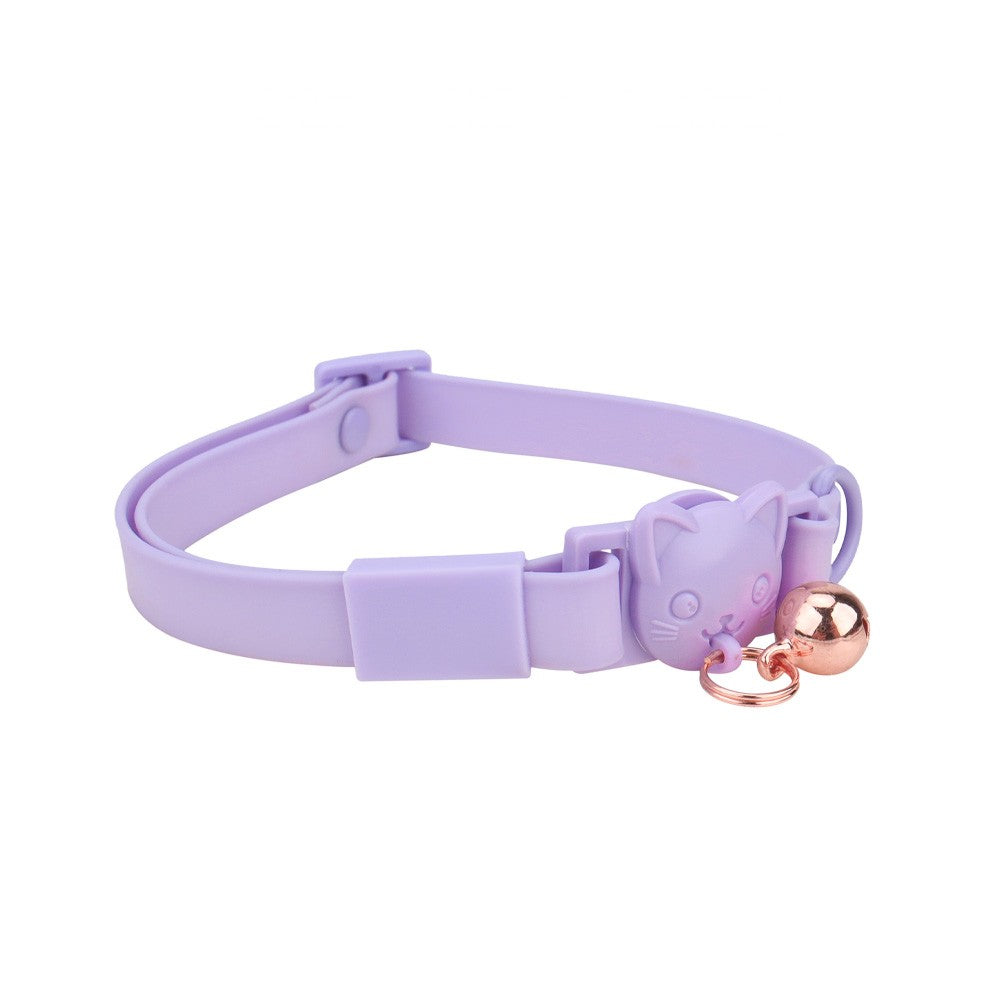 Lilac cat collar with bell and lilac cat-head buckle