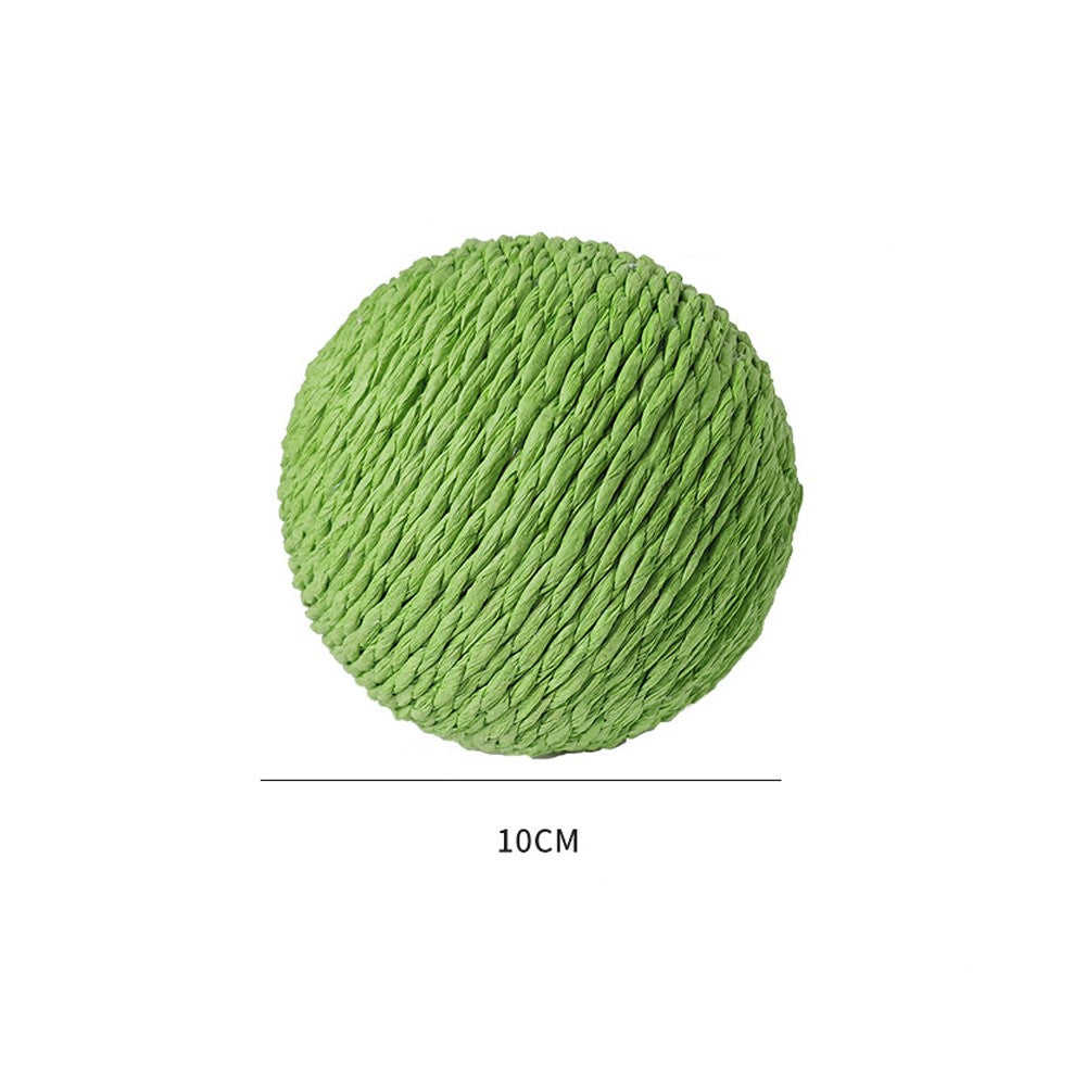 Green paper rope cat scratching ball, 10 cm