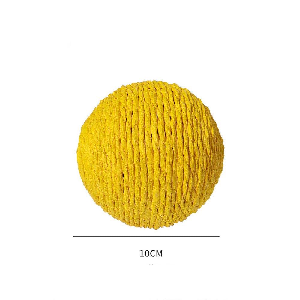 Yellow paper rope cat scratching ball, 10 cm