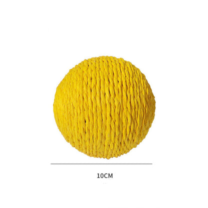 Yellow paper rope cat scratching ball, 10 cm
