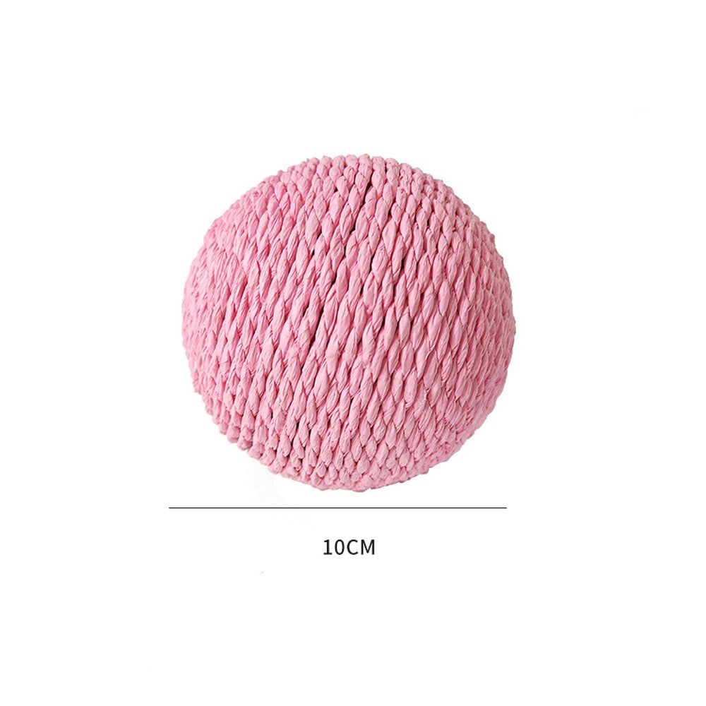 Pink paper rope cat scratching ball, 10 cm