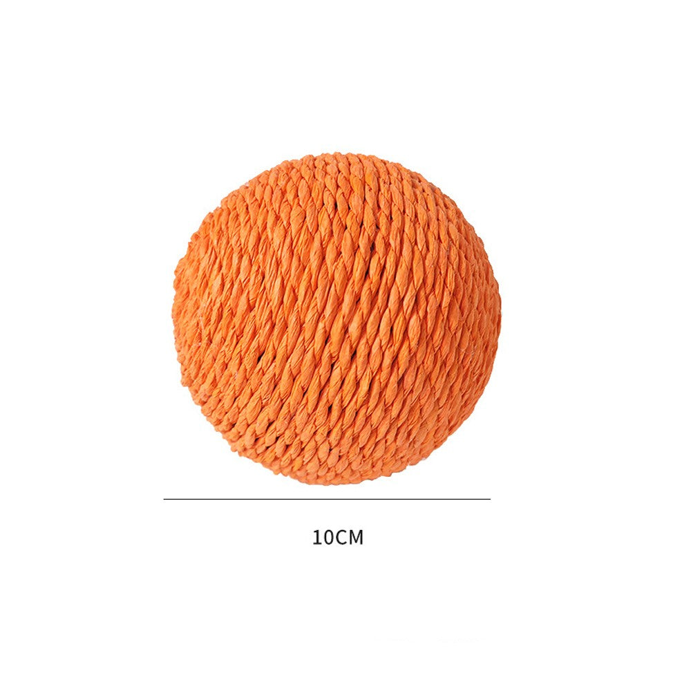 Orange paper rope cat scratching ball, 10 cm