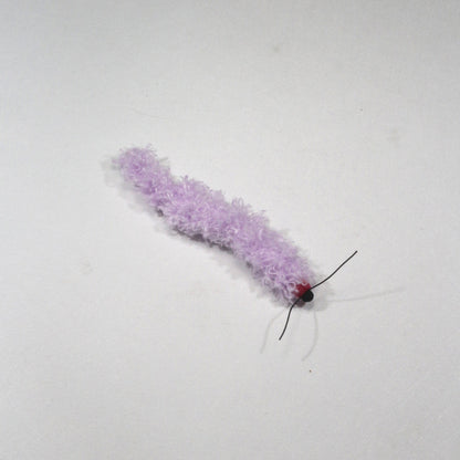 Light purple caterpillar cat toy on a white background