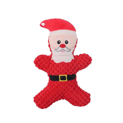 Santa squeaky dog toy in red, front view