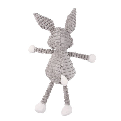 Back view of the corduroy rabbit squeaky toy