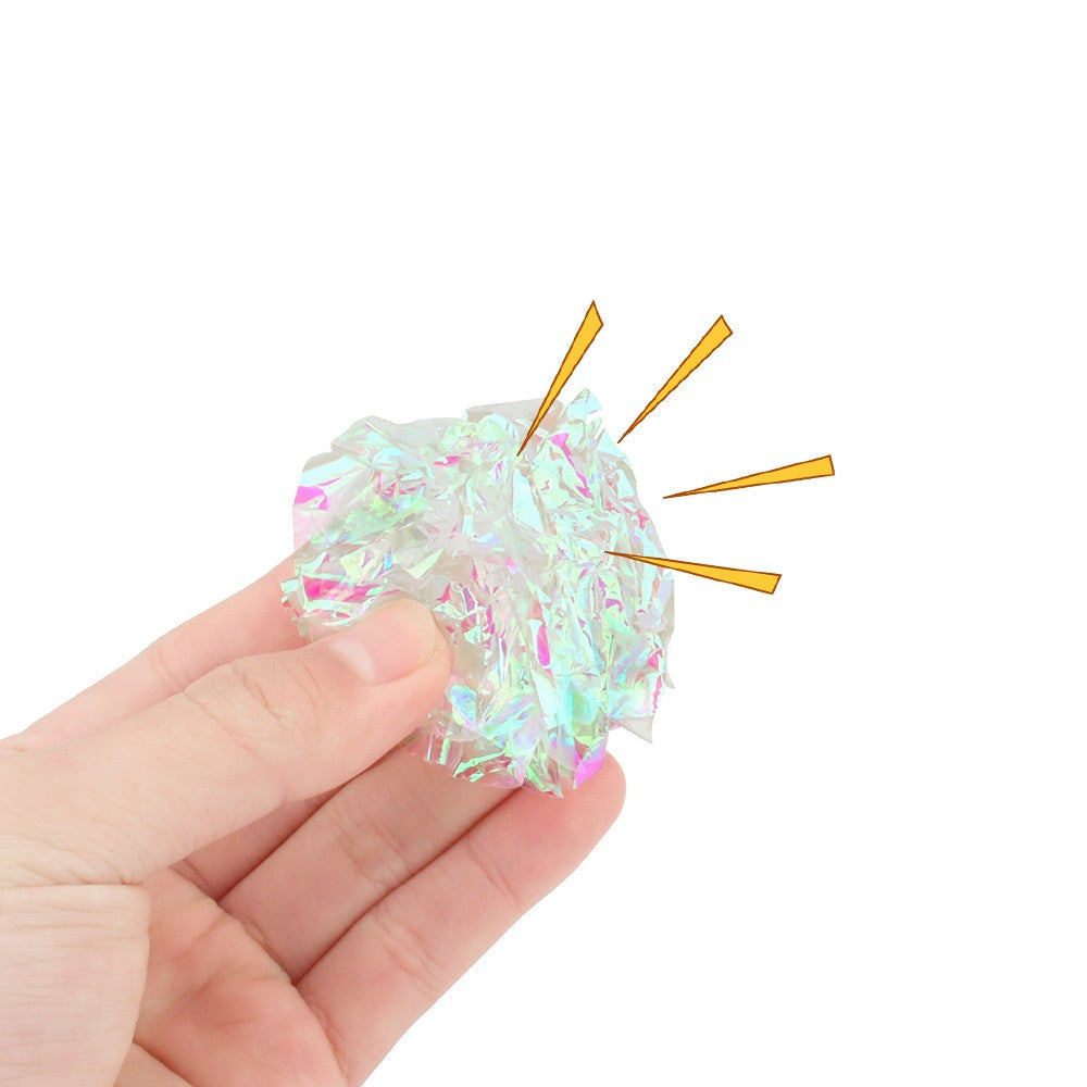Squeezing a crinkle ball makes a rustling sound
