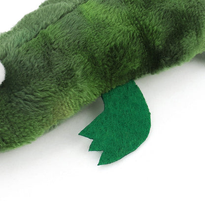 Close-up of the soft plush and felt feet on the crocodile cat toy