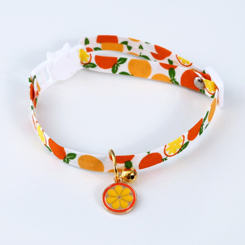 Orange print cat collar with orange charm