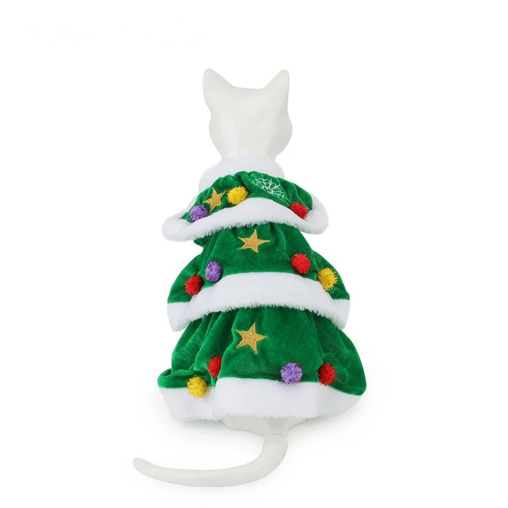 Green fleece vest shown on a cat-shaped display form, back view