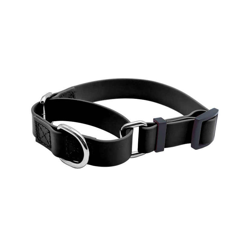 Black PVC dog collar with handle