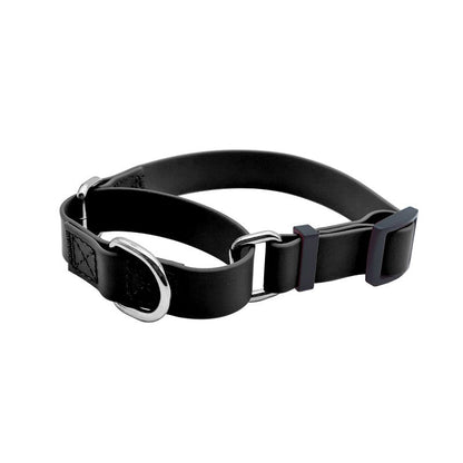 Black PVC dog collar with handle