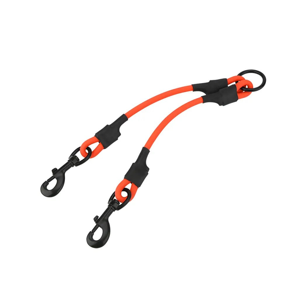 Neon orange two-dog leash coupler