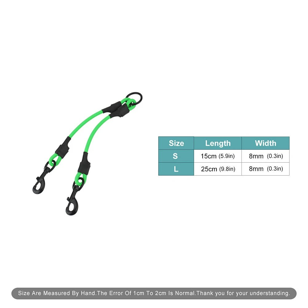 Leash coupler sizes: S 15 cm and L 25 cm, 8 mm rope