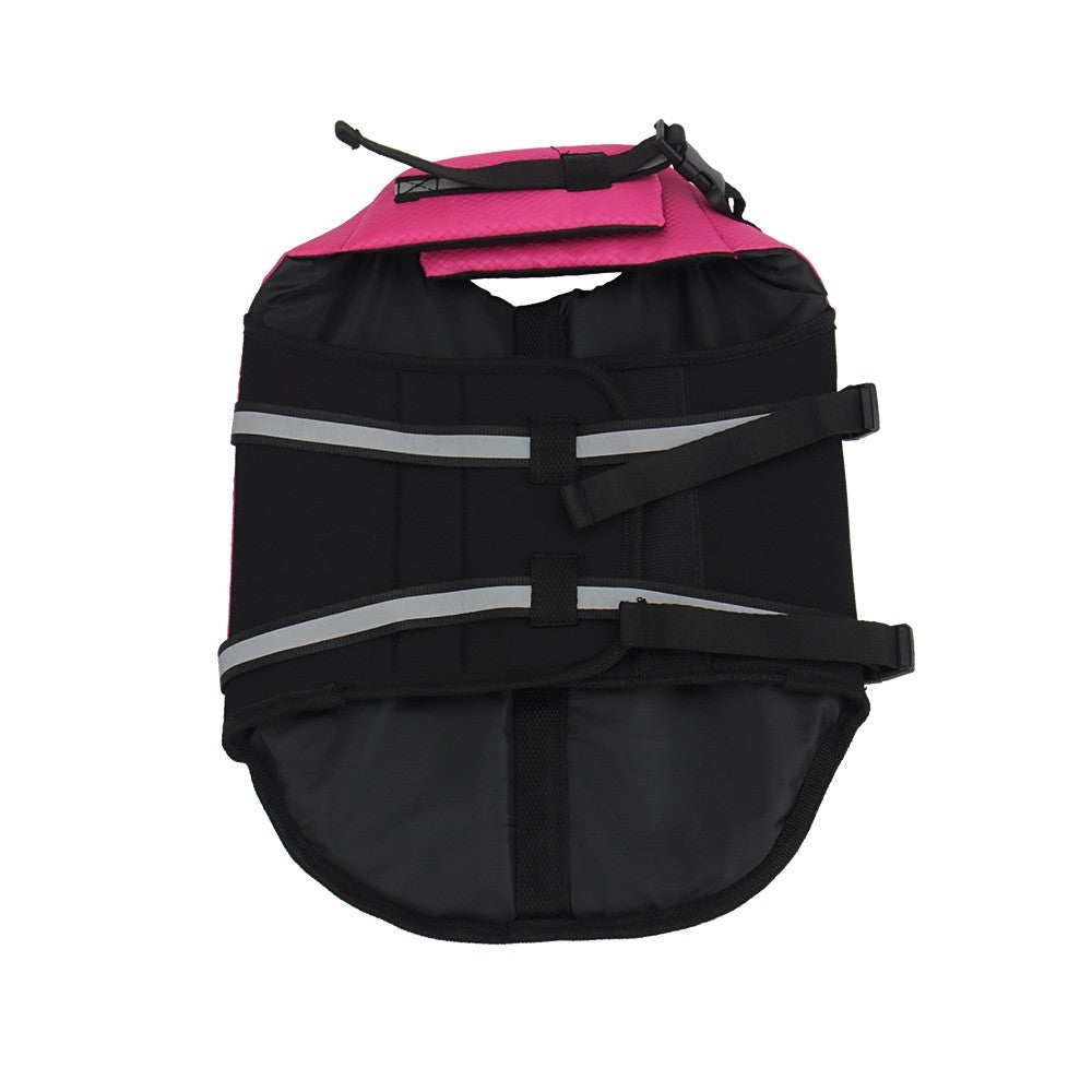 Underside of the dog life jacket with adjustable belly straps