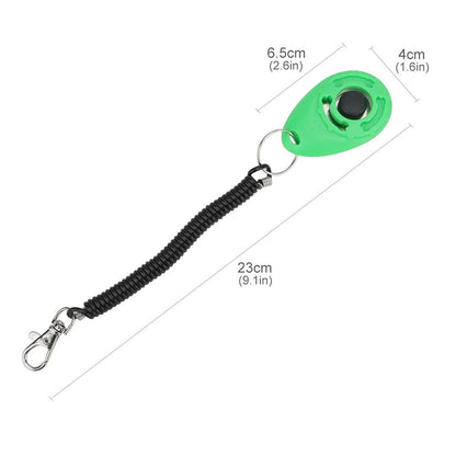 Training clicker size: about 6.5 x 4 cm with a 22 cm wrist strap