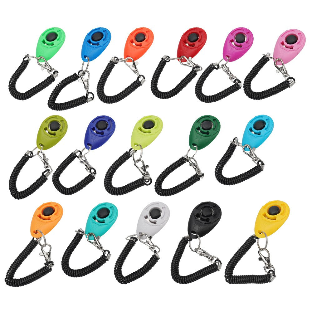 Dog training clickers with wrist straps in a range of colours