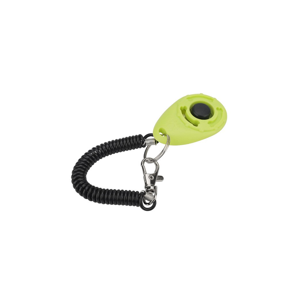 Lime dog training clicker with coiled wrist strap